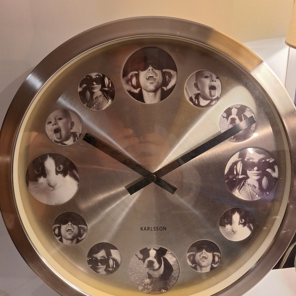 Silver Wall Clock with Photo Frame